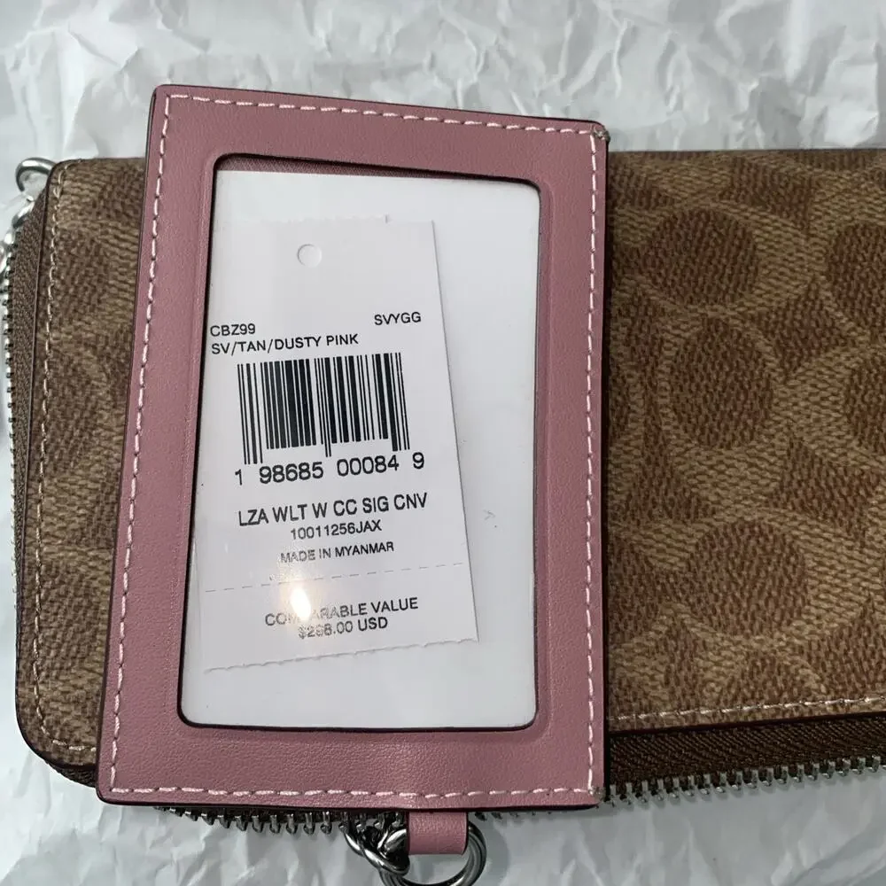 Coach Long Zip Around Wallet With Detachable Card Case In Signature Canvas